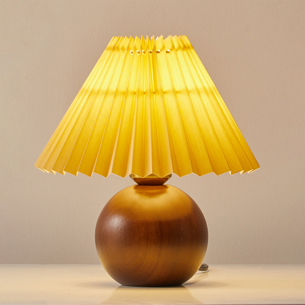 Warm Wooden Table Lamp with Fabric Shade