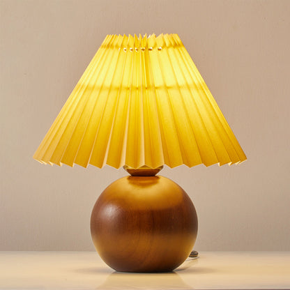 Warm Wooden Table Lamp with Fabric Shade