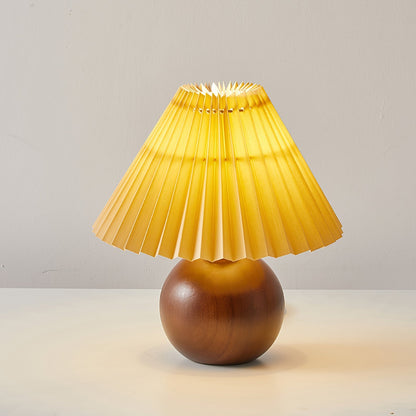 Warm Wooden Table Lamp with Fabric Shade