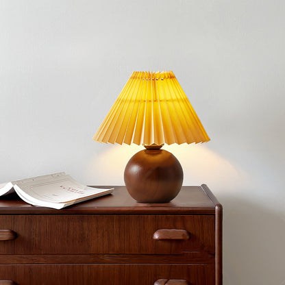 Warm Wooden Table Lamp with Fabric Shade