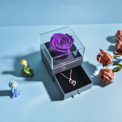 Elegant Fresh Flower Pendant Necklace Gift Box