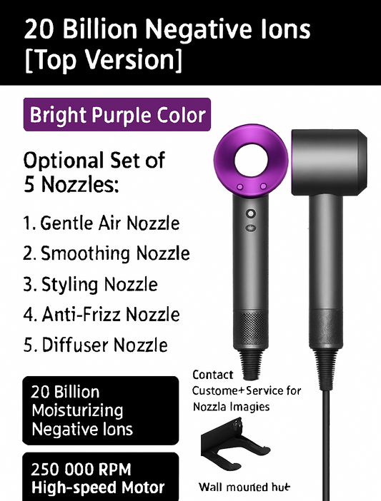 Fast Ionic Hair Dryer with Precise Air Flow Nozzle - Fesara