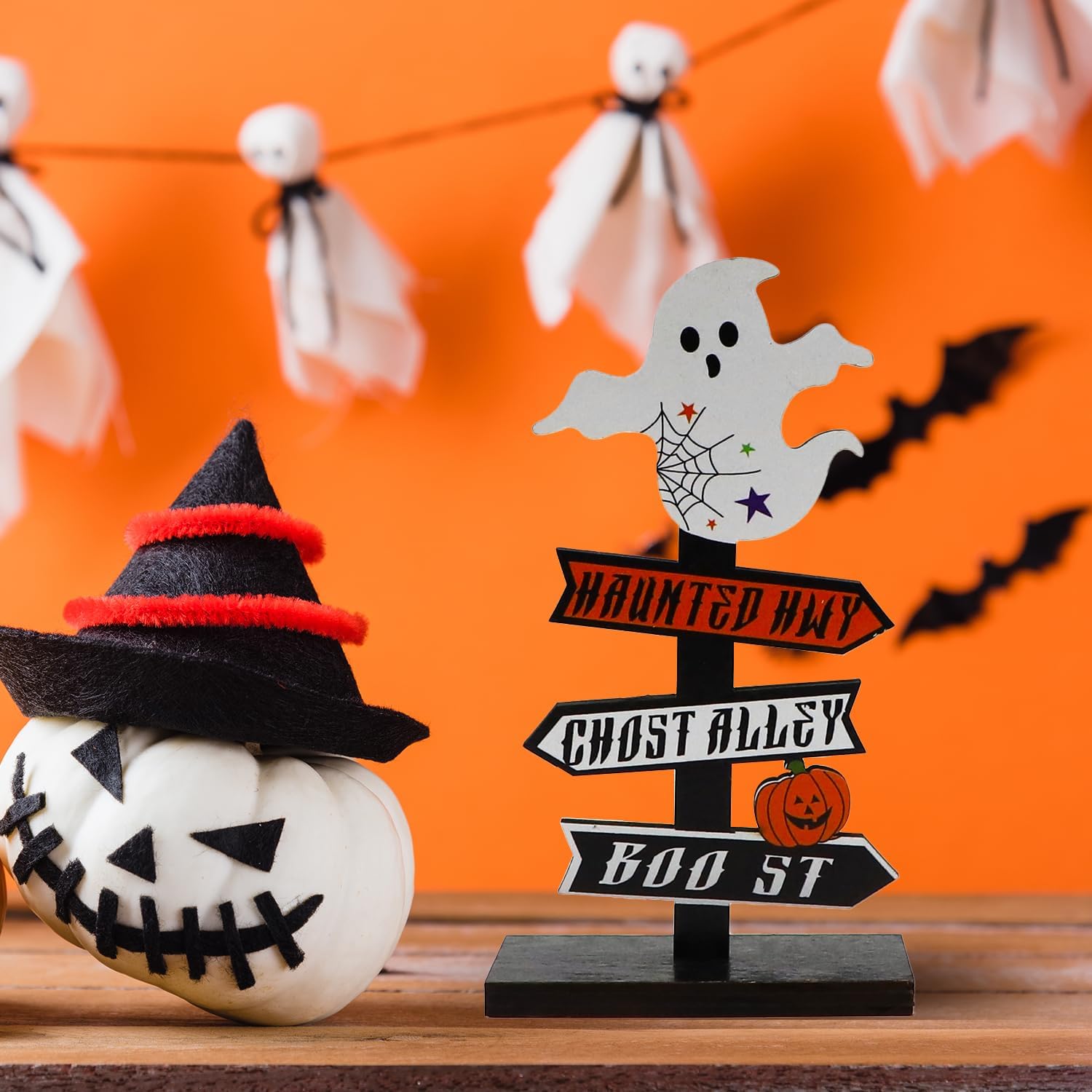Halloween Wooden Pumpkin Wooden Decorative Tabletop Ornament 1