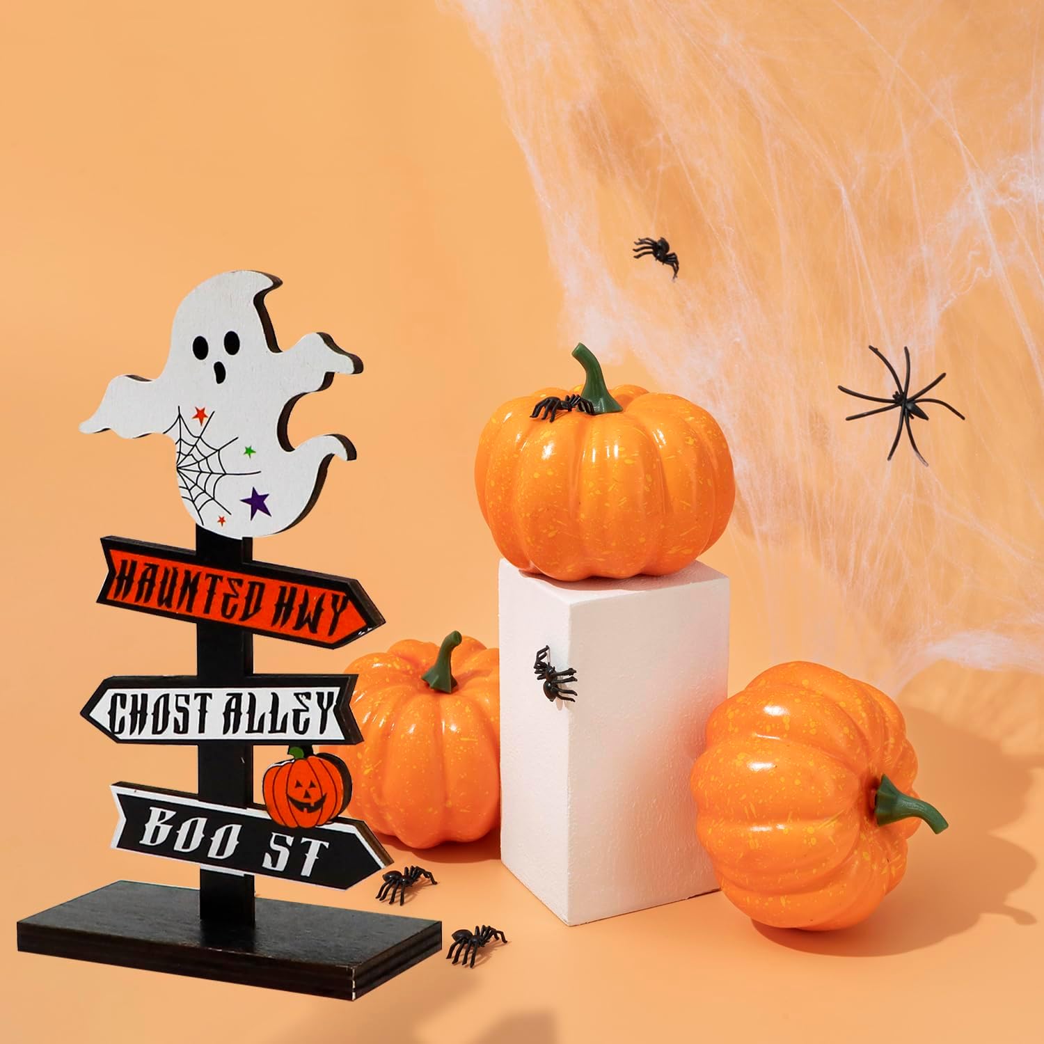 Halloween Wooden Pumpkin Wooden Decorative Tabletop Ornament 2