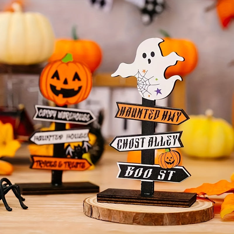 Halloween Wooden Pumpkin Wooden Decorative Tabletop Ornament 4