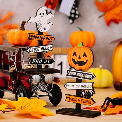Halloween Wooden Pumpkin Wooden Decorative Tabletop Ornament 5