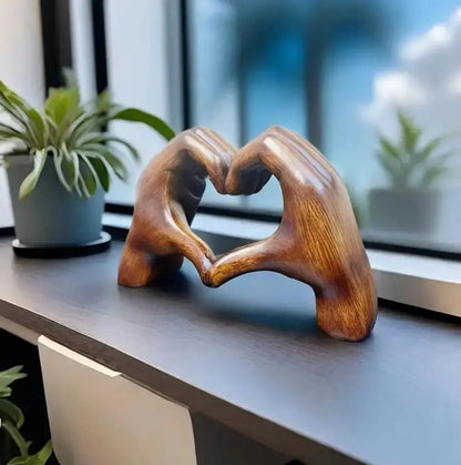 Unique Wooden Heart Decor Sculpture
