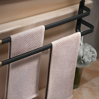 Easy Install Wall Mount Towel Rack - Black Aluminium Holder