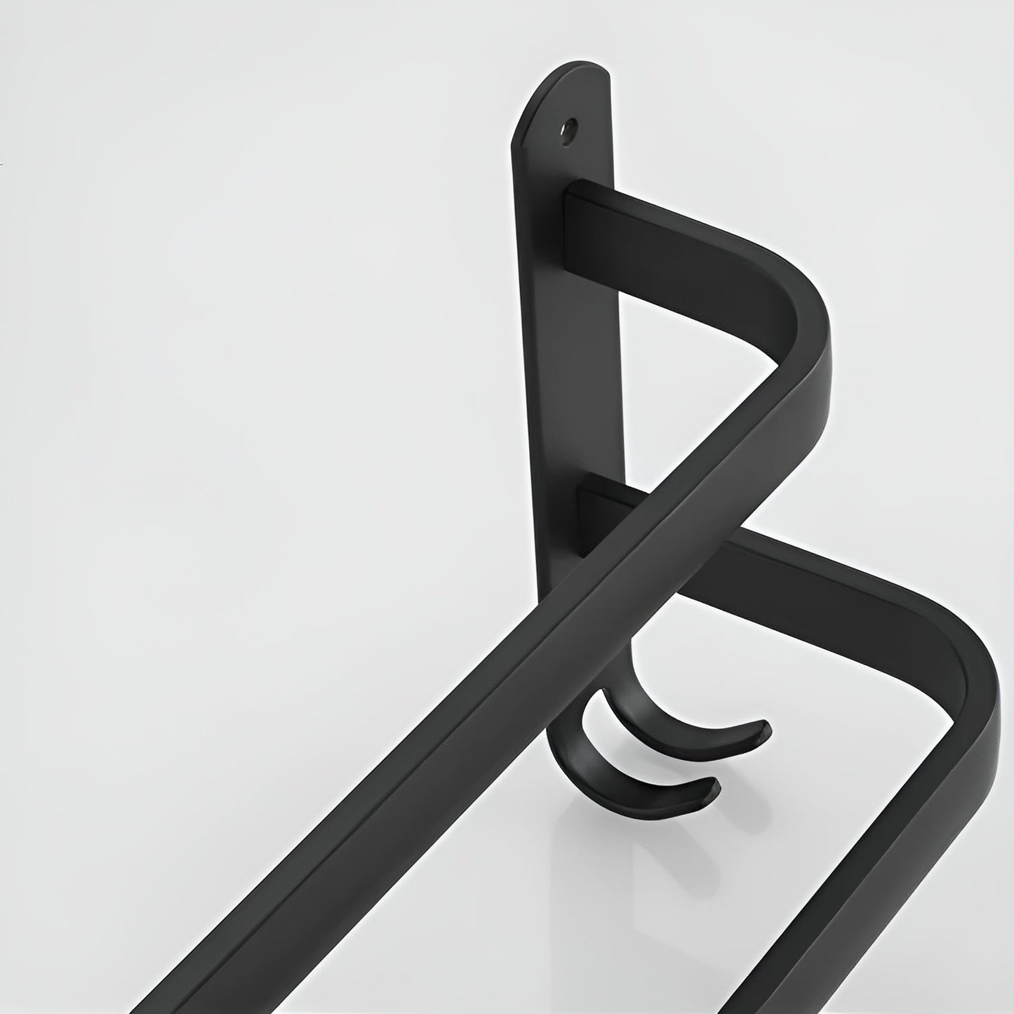 Easy Install Wall Mount Towel Rack - Black Aluminium Holder