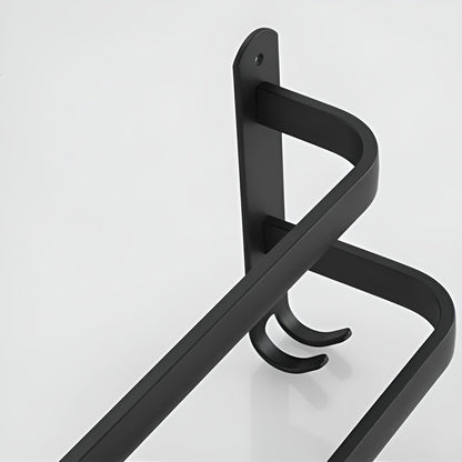 Easy Install Wall Mount Towel Rack - Black Aluminium Holder