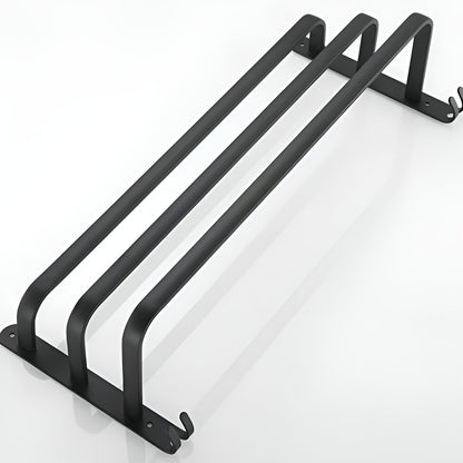 Easy Install Wall Mount Towel Rack - Black Aluminium Holder