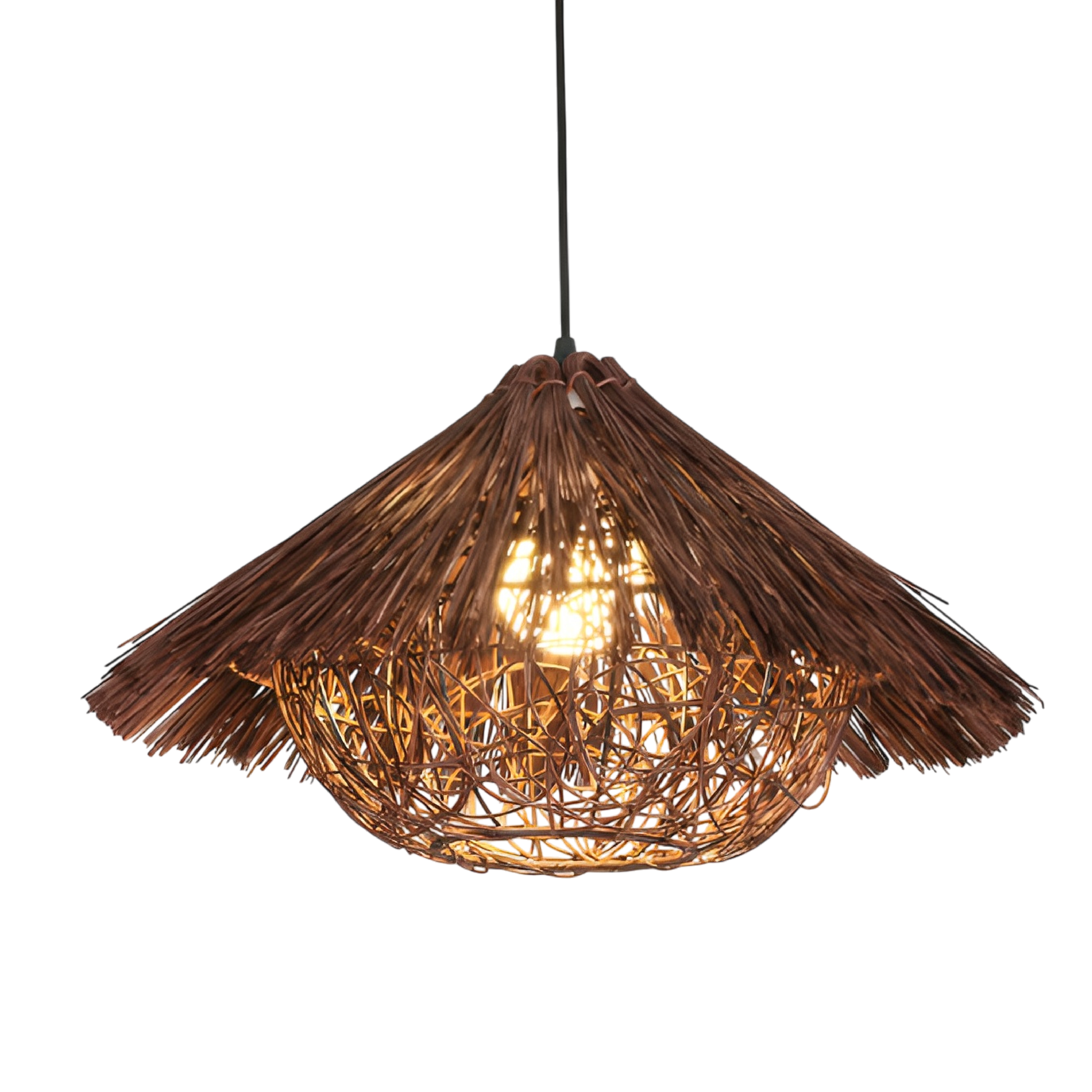 Natural Bamboo Drop Ceiling Light - Fesara