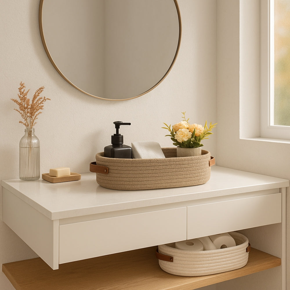 Natural Wicker Storage Basket Organizer