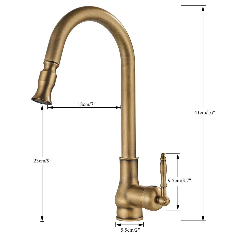 Classic Brass Kitchen Faucet - Traditional Mixer Tap with Swivel Spout