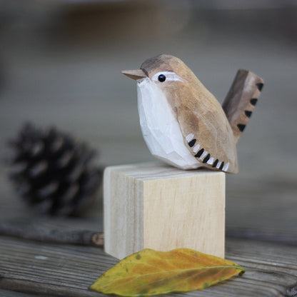 Rustic Wood Carved Bird Decorations