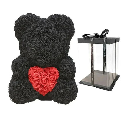 Soft Pink Teddy with Artificial Flower Decoration 40cm