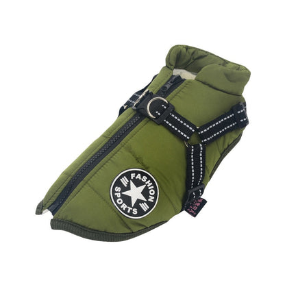 Cozy Dog Jacket with Integrated Safety Harness