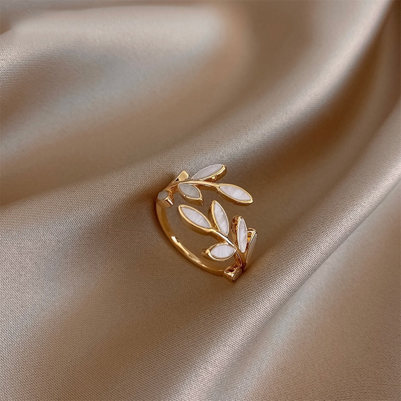 Unique Olive Leaf Adjustable Band Ring - Fesara