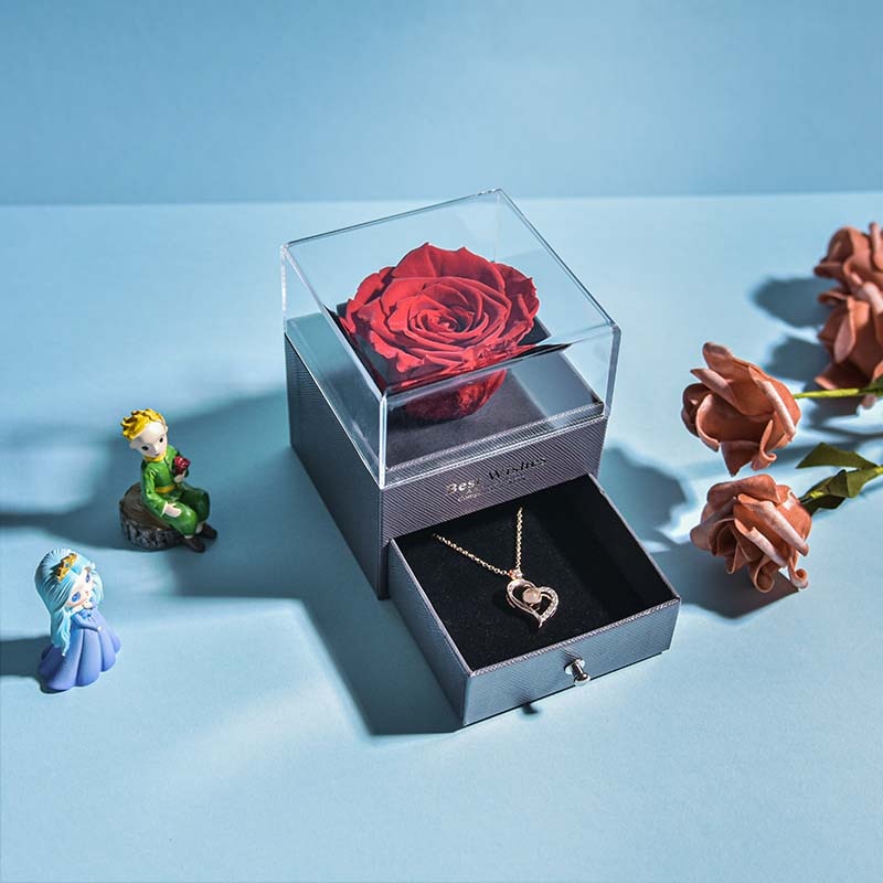 Elegant Fresh Flower Pendant Necklace Gift Box - Fesara