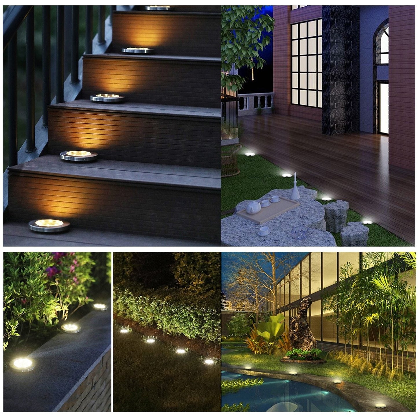 Outdoor Solar Powered Garden Lamp Set (Black)