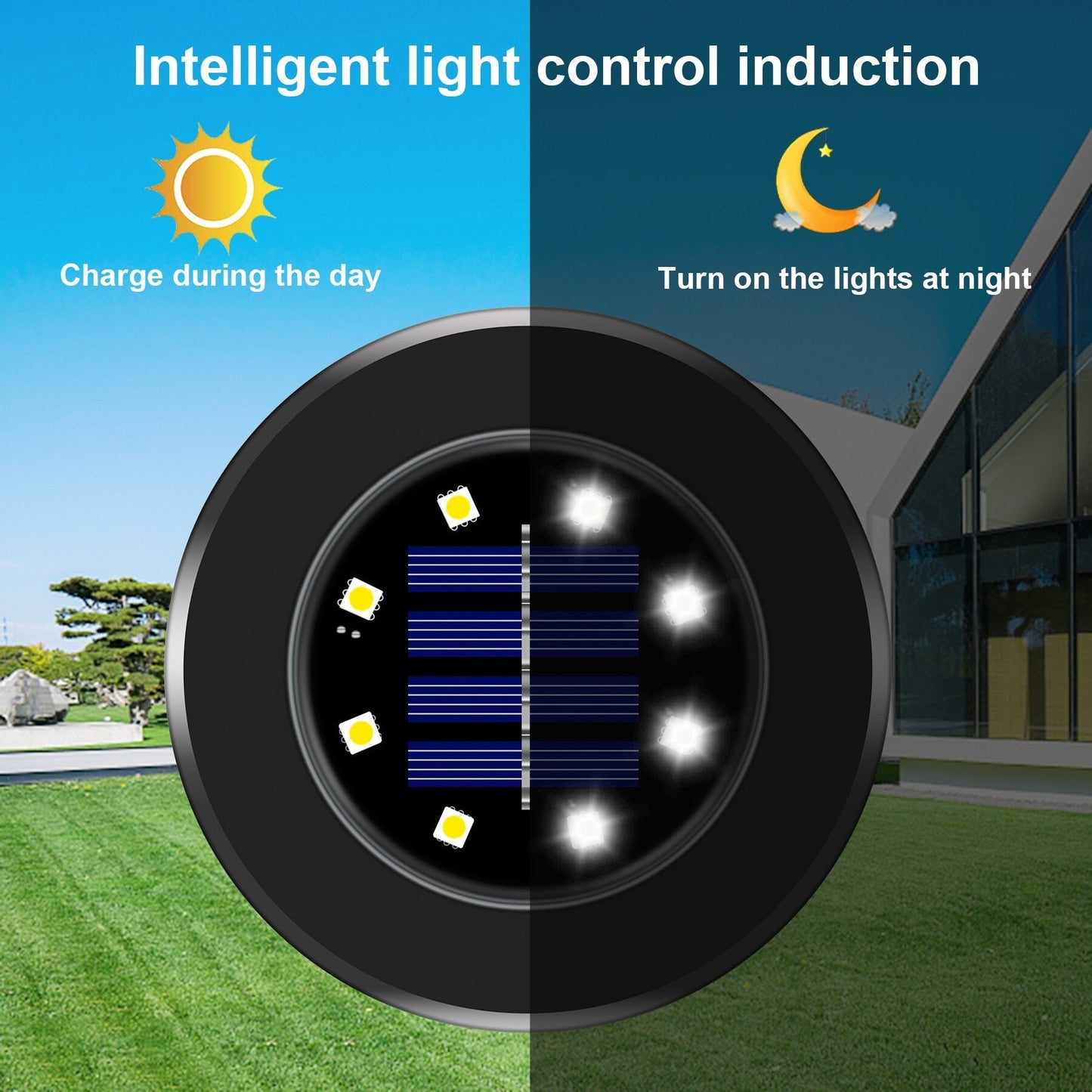Outdoor Solar Powered Garden Lamp Set (Black)