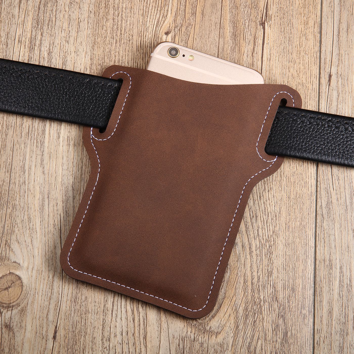 Vintage Brown Leather Phone Belt Clip
