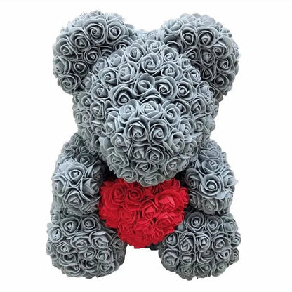 Soft Pink Teddy with Artificial Flower Decoration 40cm