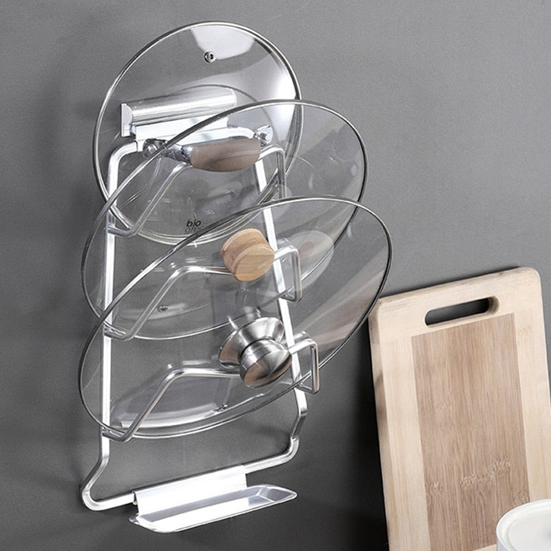 Sturdy Wall Mount Pot Lid Organizer Rack