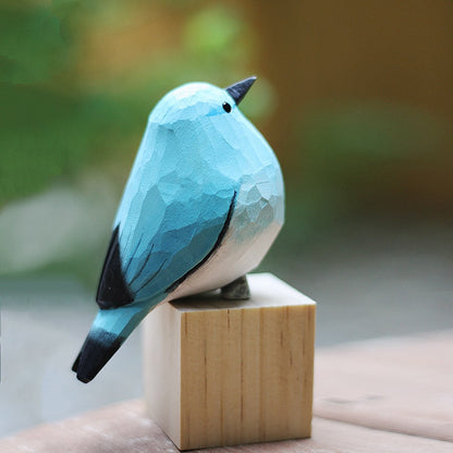 Rustic Wood Carved Bird Decorations