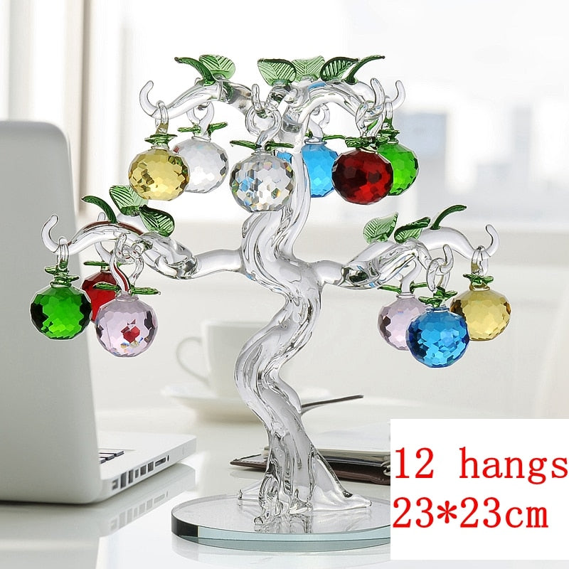 Luxurious Glass Apple Tree Figurine Decor