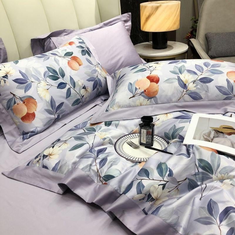 Soft Purple Cotton Bed Sheet Set