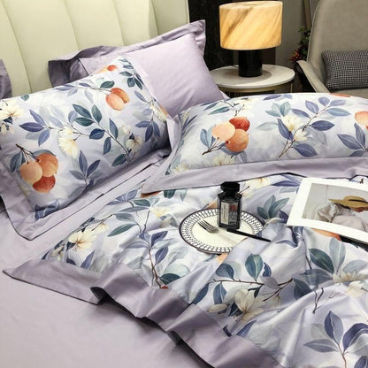 Soft Purple Cotton Bed Sheet Set