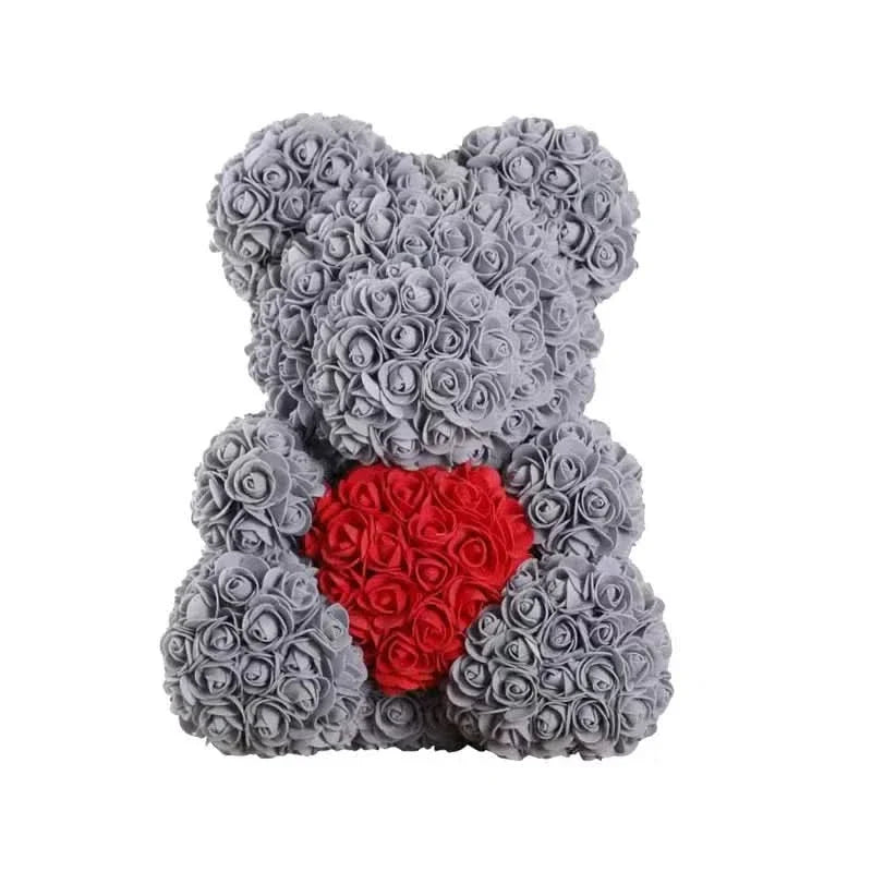 Soft Pink Teddy with Artificial Flower Decoration 40cm