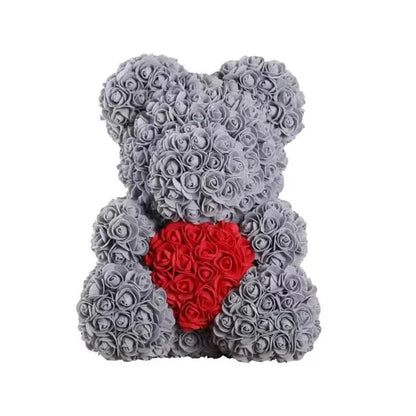 Soft Pink Teddy with Artificial Flower Decoration 40cm