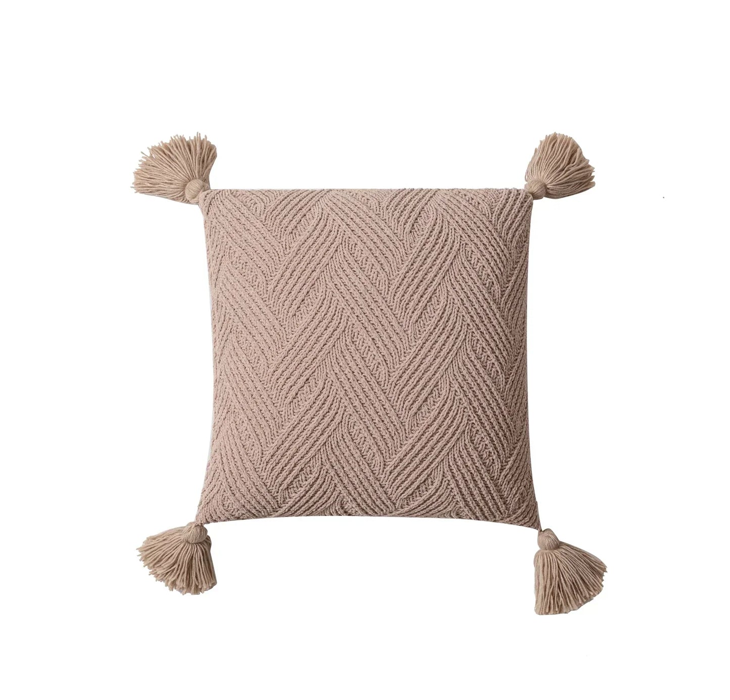 Soft Plush Cushion Cover with Cozy Pom Poms - Fesara