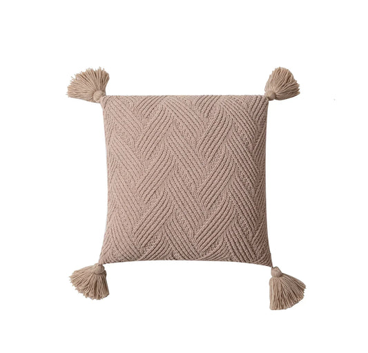 Soft Plush Cushion Cover with Cozy Pom Poms - Fesara