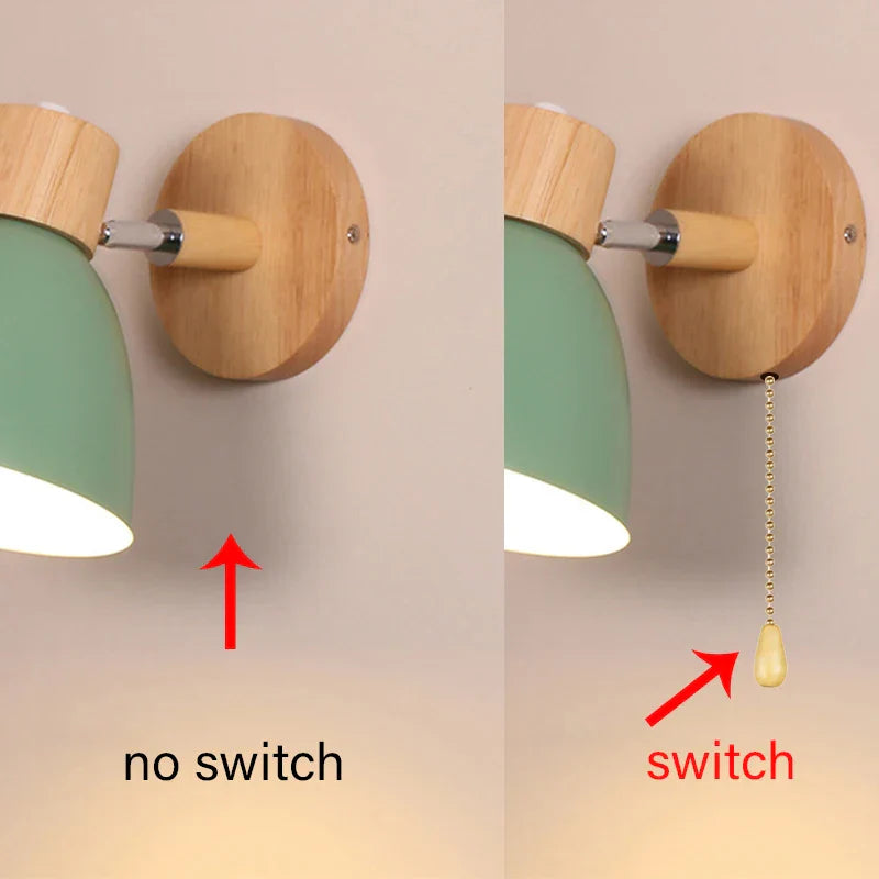 Modern Wooden Swing Arm Wall Lamp