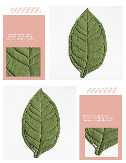 Fesara Baby Playmat - Green Leaf Design, Soft Cushion