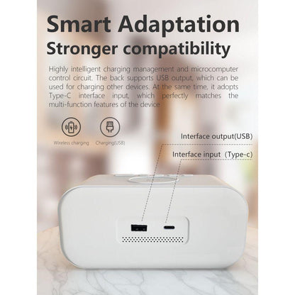 Compact Dual Alarm Clock with Wireless Charging Pad