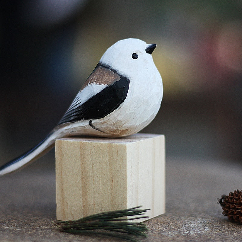 Rustic Wood Carved Bird Decorations