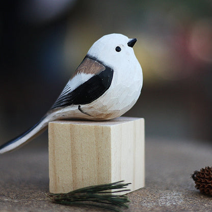 Rustic Wood Carved Bird Decorations