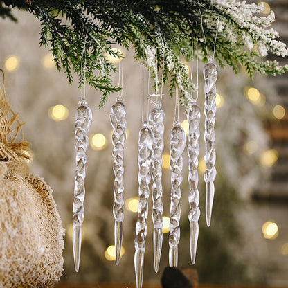 Christmas Tree Decorations 12Pc Artificial Icicle Set - Fesara