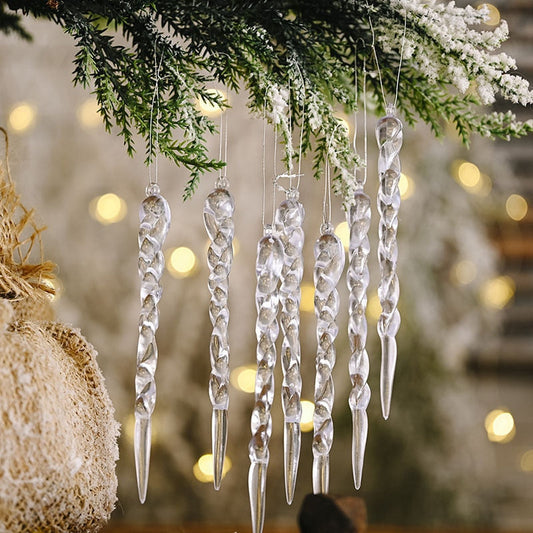 Christmas Tree Decorations 12Pc Artificial Icicle Set - Fesara