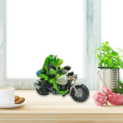Fun Motorcycle Frog Decor Figurine