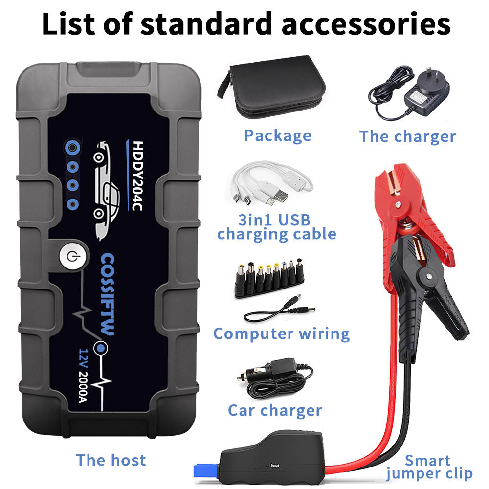 Compact 12V Car Battery Jump Starter with USB Charger