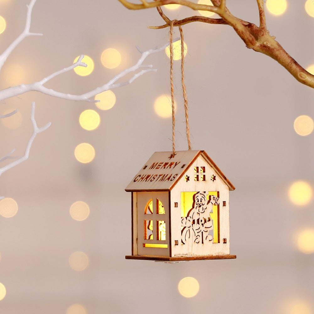 Rustic Wood Hanging Home Decor Lantern Light