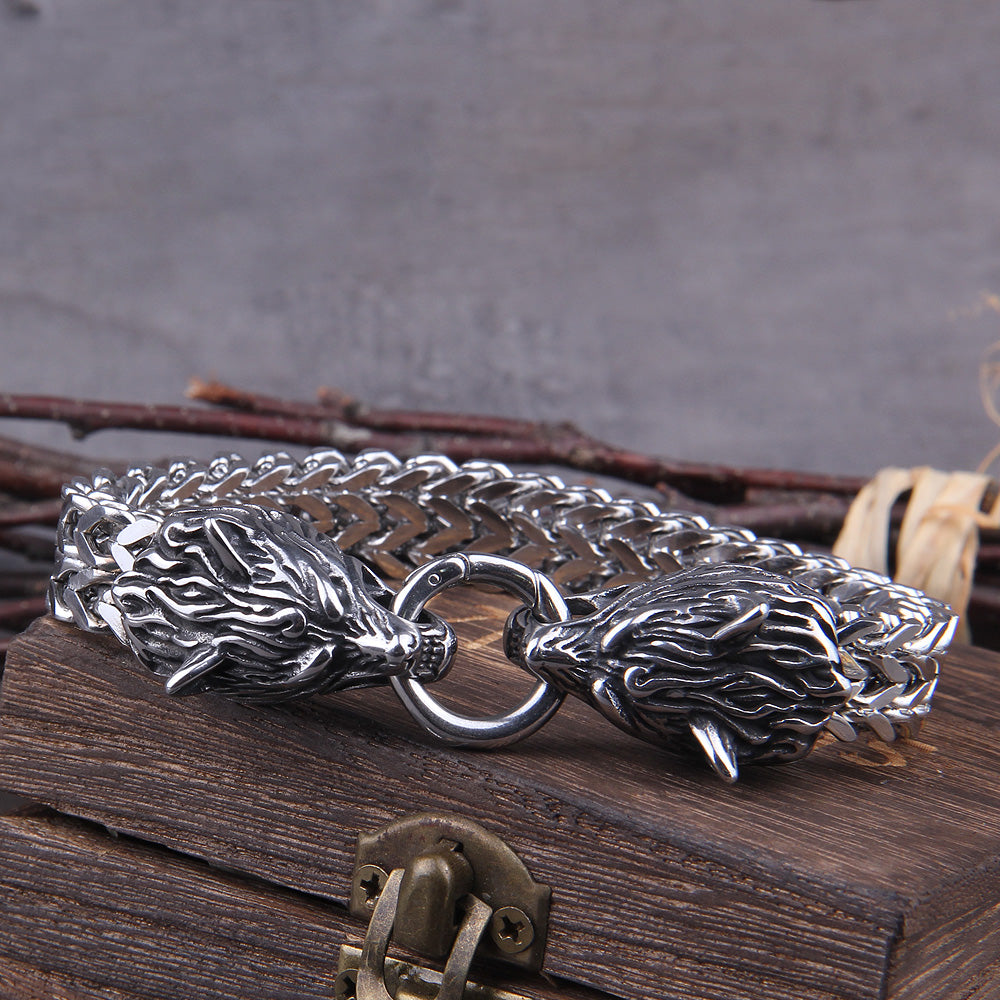 Unique Norse Wolf Cuff Bracelet