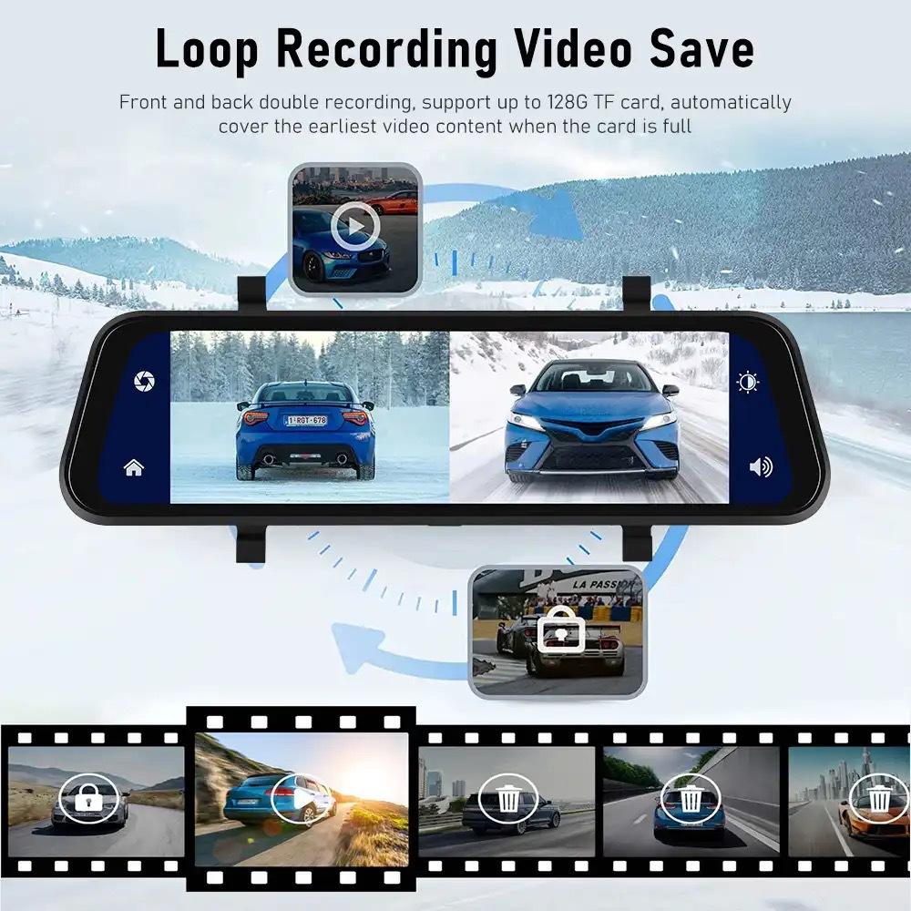 Advanced HD Car Mirror Dash Camera with Wi-Fi Connectivity