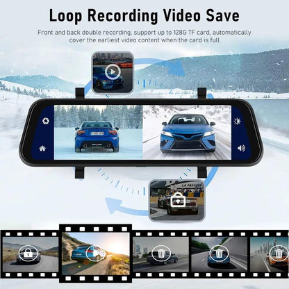 Advanced HD Car Mirror Dash Camera with Wi-Fi Connectivity