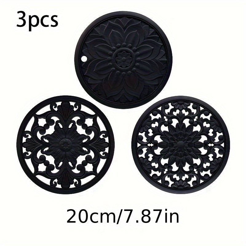 Durable Silicone Trivet Set for Hot Pots and Dishes - Fesara